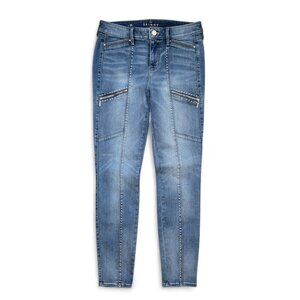 White House Black Market The Skinny Jeans Women's Silver Studded Cargo Zip 2L